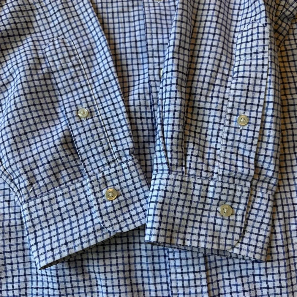 Polo Ralph Lauren Button Down L Classic Fit Tattersall Blue White Y2K Workwear